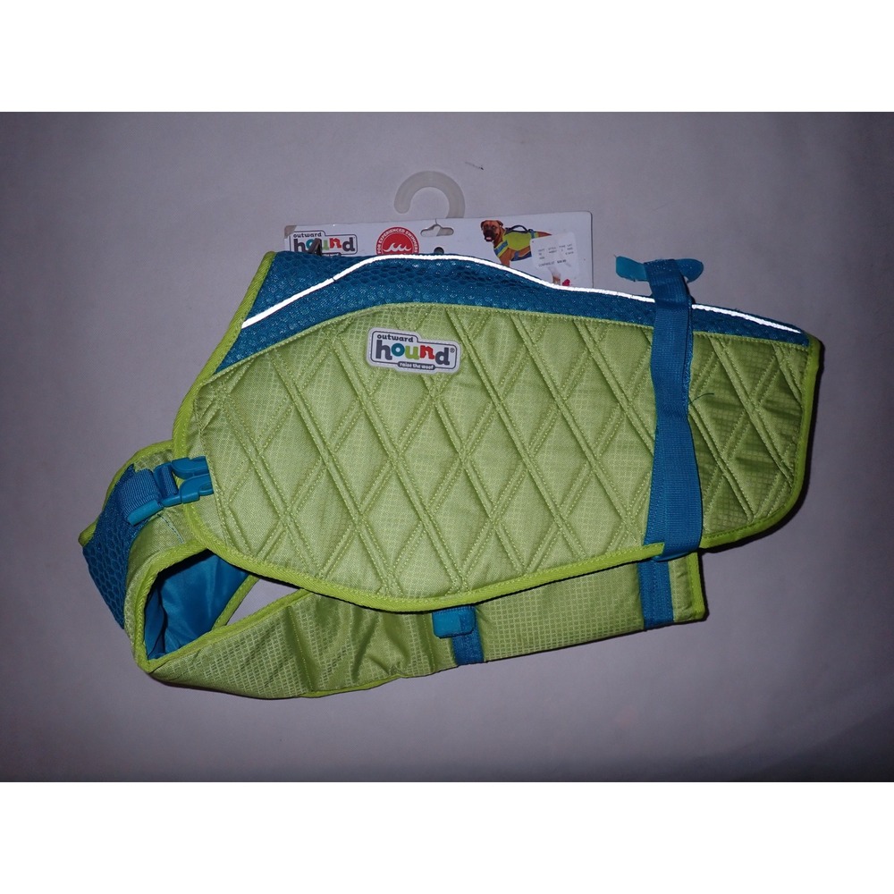 Outward Hound Standley Sport Dog Life Jacket Green Blue Reflective Size XL NEW